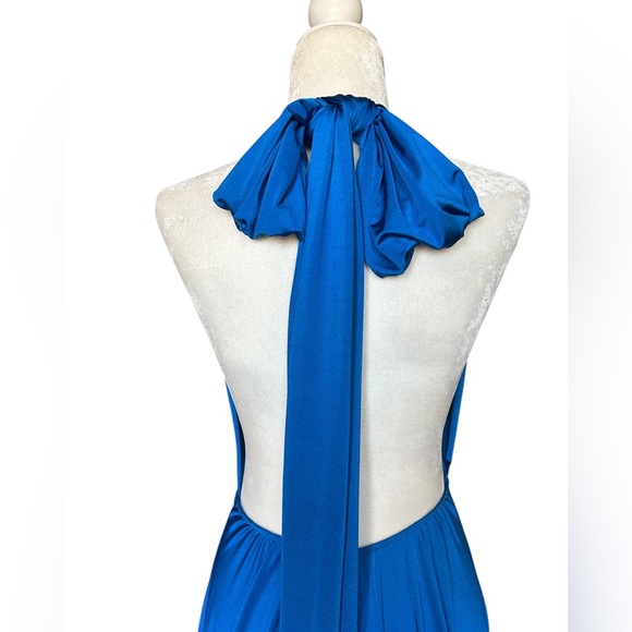 Cameo Royal Blue Backless Halter Midi Dress with Long Tie - Small - Picture 4 of 7